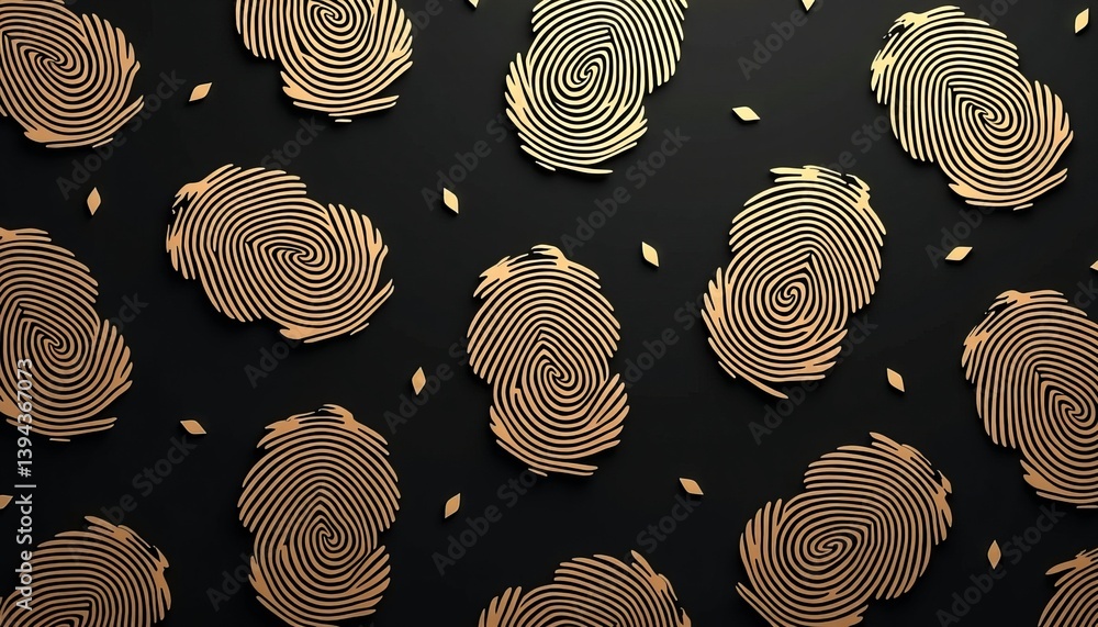 Poster abstract fingerprint texture pattern in gold and black