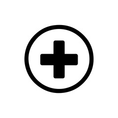 Black Filled Plus Sign in a Circle Icon