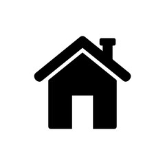 Fototapeta premium Minimal Black Silhouette of a House with Pitched Roof and Chimney Icon