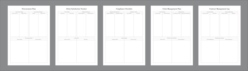Project Planner Pages Daily, Weekly, and Monthly Planning Sheets for Effective Task Management, Deadlines and Team Coordination Planner Sheet Design Template Set of 5 Pages