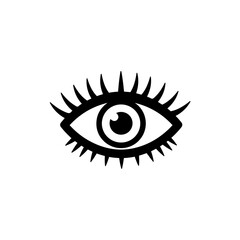 Filled Eye Icon with Iris in Center and Black Lashes