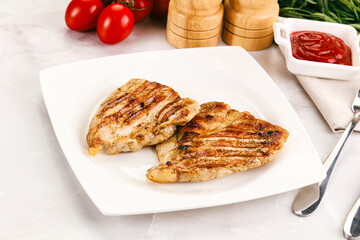 Grilled pork steak with sauce