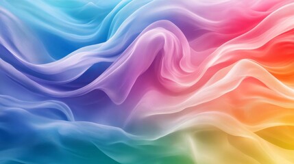 Fototapeta premium Colorful Fabric Draped in Waves Rainbow Texture Background