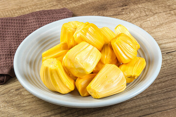 Raw ripe yellow jackfruit segment