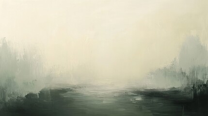 Fototapeta premium Subtle Green and Gray Landscape with Fog