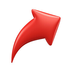3D Red Curved Up Arrow Icon Isolated on White Background – Directional Navigation Symbol
