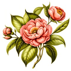 Botanical flowers in white background.