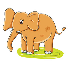 Cute cartoon hand drawn vector elephant clipart.