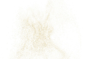 Gold texture pattern on transparent background. Old paper surface. Light golden confetti. Yellow Illustration backdrop. PNG design element.