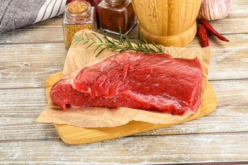 Raw beef flesh for cooking