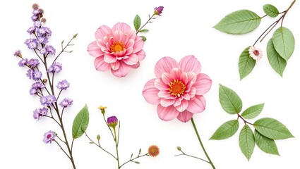 Obraz premium Elegant Floral Botanical Illustration on a Clean White Background for Design Inspiration