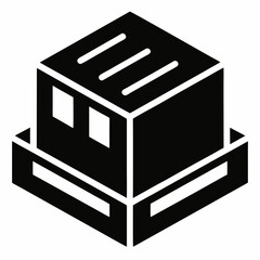 Pallet Box silhouette icon on white background