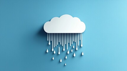 A three dimensional paper cloud is shown with rain drops falling