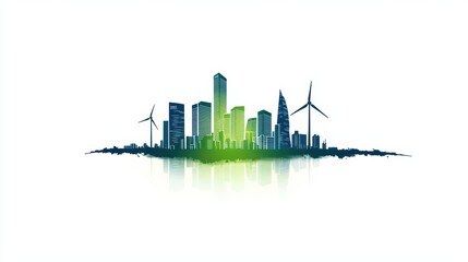 Fototapeta premium Green Technology Innovation concept. Futuristic city skyline with sustainable green technology