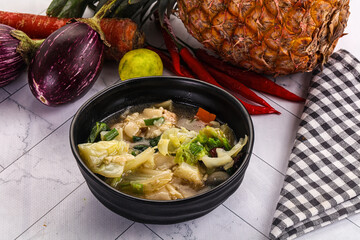 Chinese wonton soup with dumplings