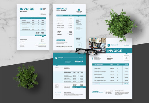 Blue And Black Invoice Set