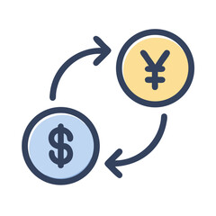Currency Exchange Dollar Yen Icon Design