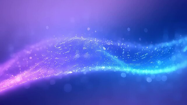 Abstract Digital Wave with Sparkling Lights in Blue and Purple Colors

