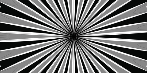 Abstract black and white sunburst with rays Background. Candy geometric radiation background design . Funky ray elements, circle motifs, reminiscent Vintage sunrays swirl sun beam vector banner design