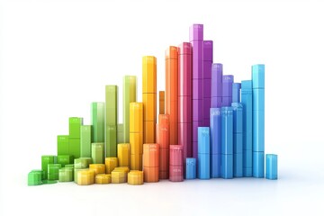 Fototapeta premium Colorful 3D Bar Graph - Data Visualization