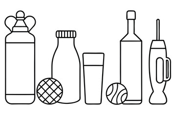 Sports Drink Line Art Detailed Sketch for Graphic Design  