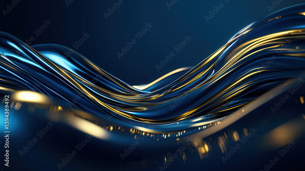 Aufkleber luxurious navy and gold abstract swirls with cinematic glow, creating dynamic and elegant visual eff