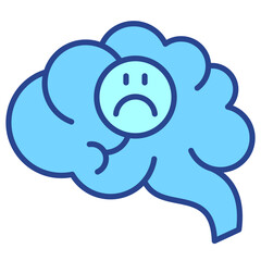 Mental health blue outline icon