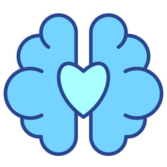 Mental health blue outline icon
