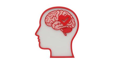 Isolated Brain with Heart Checkmark