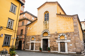 The city of Lucca and the San Salvatore square with its old medieval church