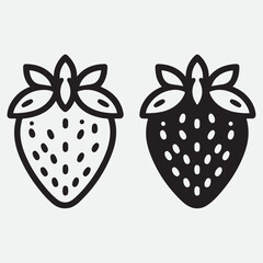 Strawberry line and solid icon, fruits concept, Strawberries sign on white background