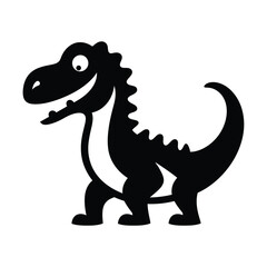 Obraz premium Minimal Funny cartoon dinosaur black silhouette