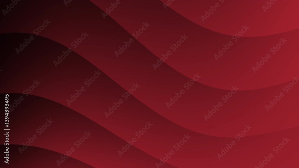 Poster abstract red background with smooth, curved waves that create a sense of depth and movement.