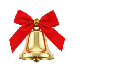 Isolated Golden Bell with Red Bow