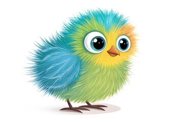 Fototapeta premium Colorful Furry Bird on Transparent PNG