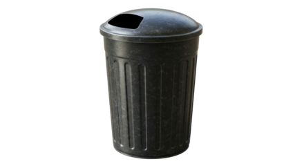 Isolated Black Trash Can