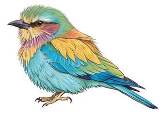 Fototapeta premium Colorful Furry Bird on Transparent PNG