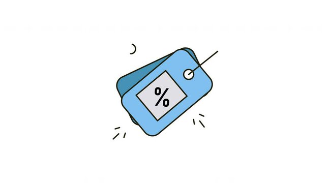 animation Blue price tag with a percentage sign