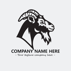 Head of goat illustration black and white for logo company vector image
