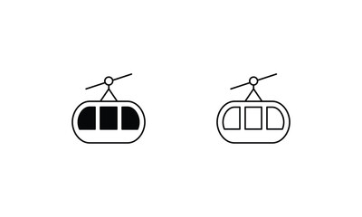 Cable Car icons set vector stock illustration