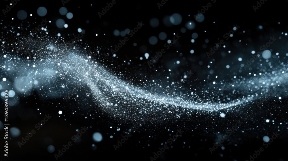 Aufkleber a swirling wave of sparkling particles against a dark background, creating a mesmerizing, ethereal e