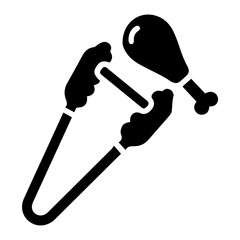 Tongs Holding Hot Drumstick Icon