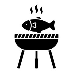 Fish on Grill with Steam Rising Icon