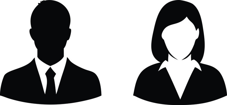generic profile icons male and female silhouettes in business attire