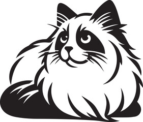 Black and White Ragdoll Cat Vector	