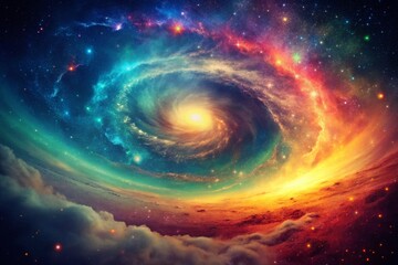 A Vibrant Vintage Cosmic Rainbow Galaxy A Celestial Dreamscape for Wallpaper or Art Prints