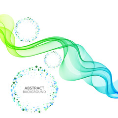 Blue green transparent wave lines, white background with transparent wave.