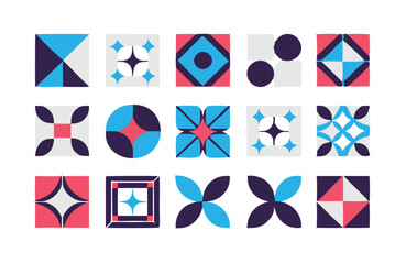 Modern Abstract Geometric Icon Set – Minimalist Symbol Collection with Retro and Futuristic Shapes for Branding, UI Design, and Digital Art Projects.