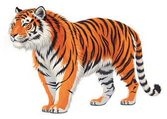 Obraz premium Colorful Furry Tiger on Transparent PNG