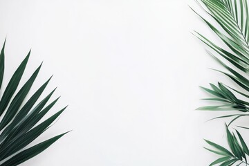 Fototapeta premium Elegant Tropical Palm Leaves on White Background